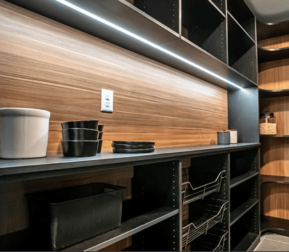 modern black pantry shelving custom storage by closets las vegas